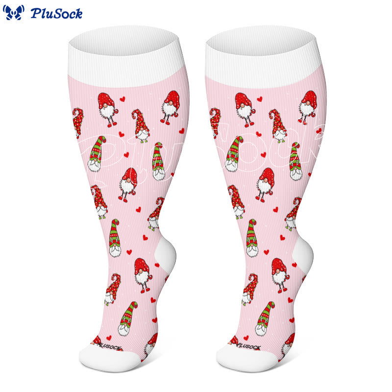 Plus Size Festive Gnome Birds Compression Socks(3 Pairs) - image 2