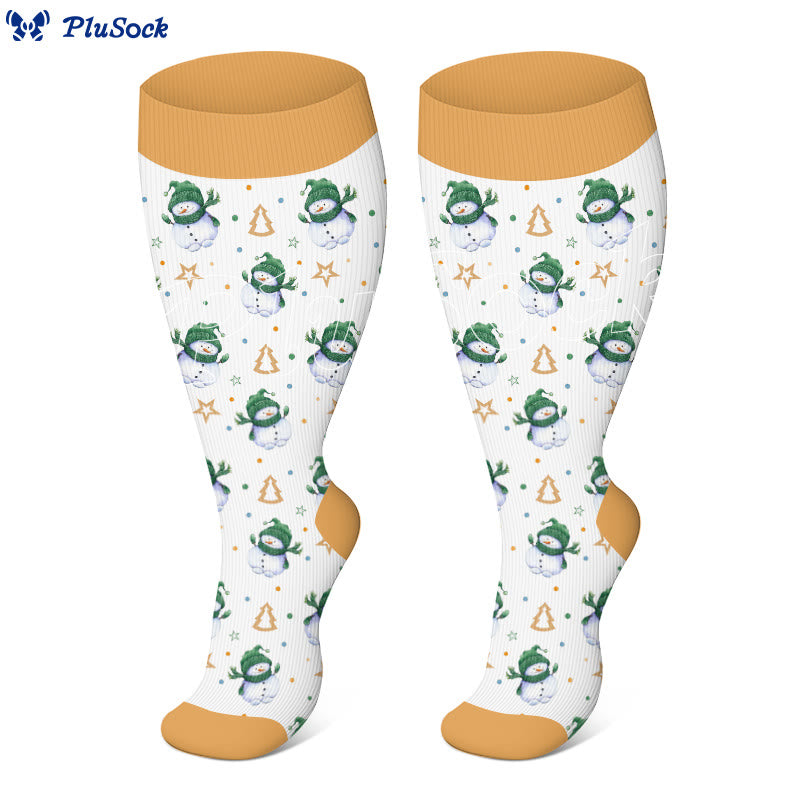 Plus Size Festive Gnome Birds Compression Socks(3 Pairs) - image 3