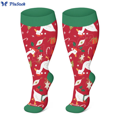 Plus Size Christmas Goose Unicorn Compression Socks(3 Pairs) - image 7