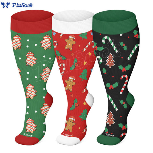 Plusock Plus Size Jolly Christmas Compression Socks - image 0