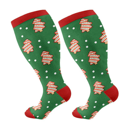 Plus Size Jolly Christmas Compression Socks(3 Pairs) - Green(1 Pair) - 4XL - image 7