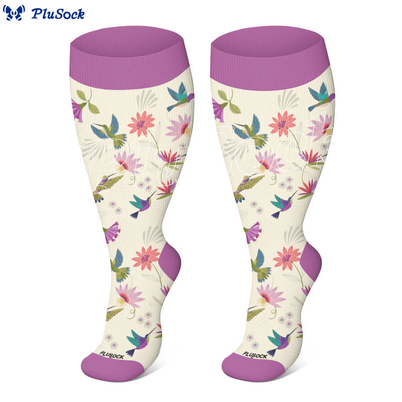 Plus Size Birds Series Compression Socks(3 Pairs) - image 2