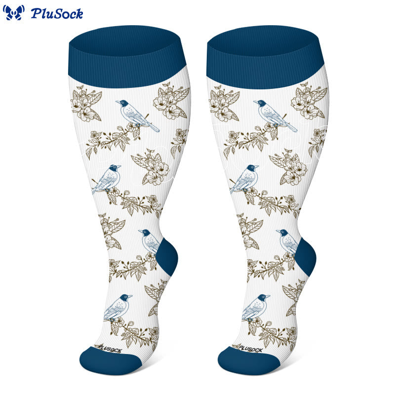 Plus Size Birds Series Compression Socks(3 Pairs) - image 3