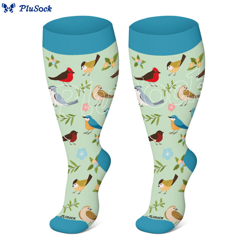 Plus Size Birds Series Compression Socks(3 Pairs) - image 4