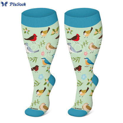 Plus Size Birds Series Compression Socks(3 Pairs) - image 4