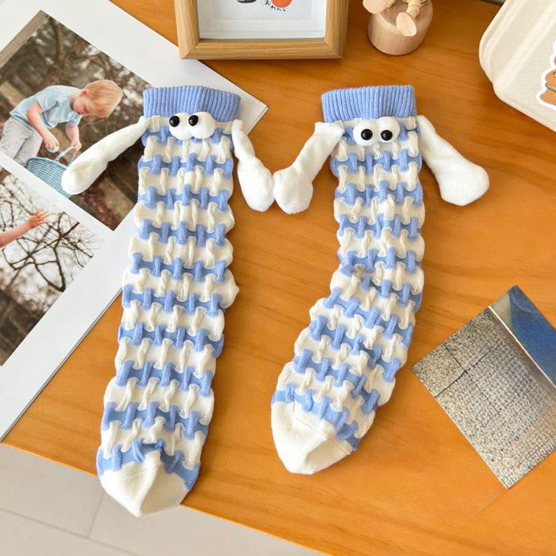 Plus Size Dopamine Hand In Hand Quarter Socks(5 Pairs) - Blue - EU36-42(US3-8.5) - image 7