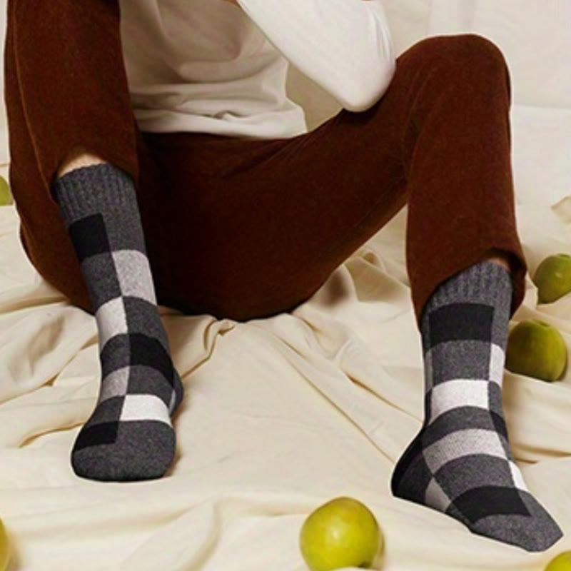 Plus Size Warm Plaid Quarter Socks(3 Pairs) - image 4