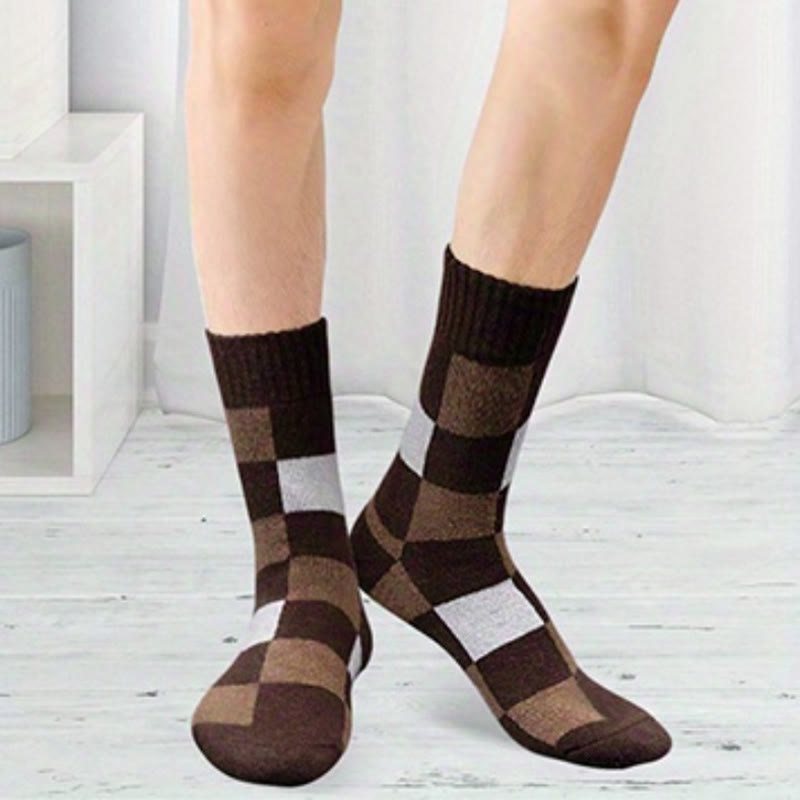 Plus Size Warm Plaid Quarter Socks(3 Pairs) - image 1