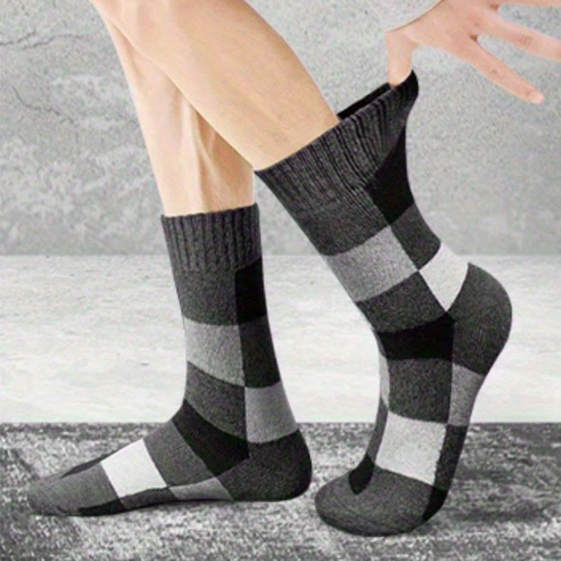 Plus Size Warm Plaid Quarter Socks(3 Pairs) - image 2