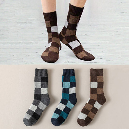 Plus Size Warm Plaid Quarter Socks(3 Pairs) - image 0