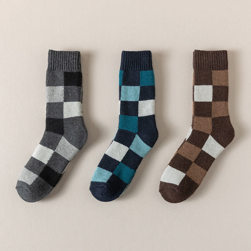 Plus Size Warm Plaid Quarter Socks(3 Pairs) - Multicolor - EU39-44(US6-10) - image 5
