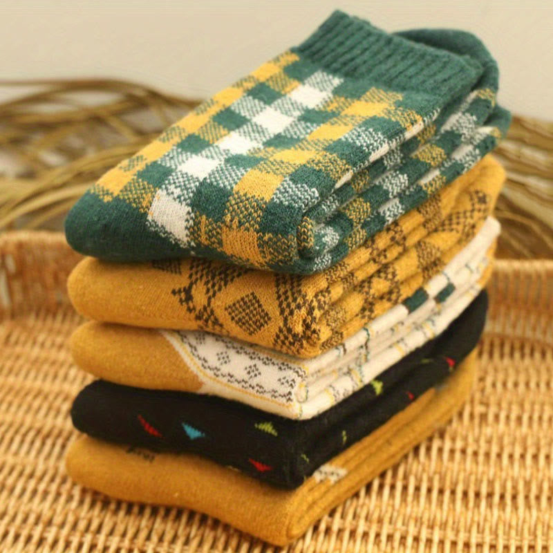 Plus Size Diamond Retro Quarter Socks(5 Pairs) - image 1