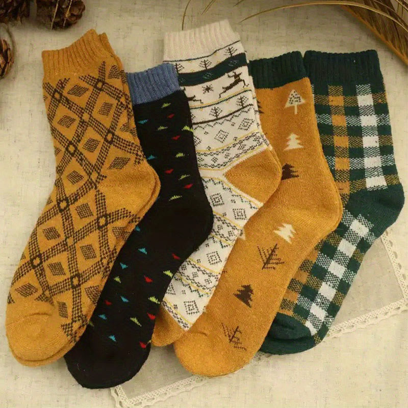 Plus Size Diamond Retro Quarter Socks(5 Pairs) - Multicolor - EU36-40(US3-7) - image 2