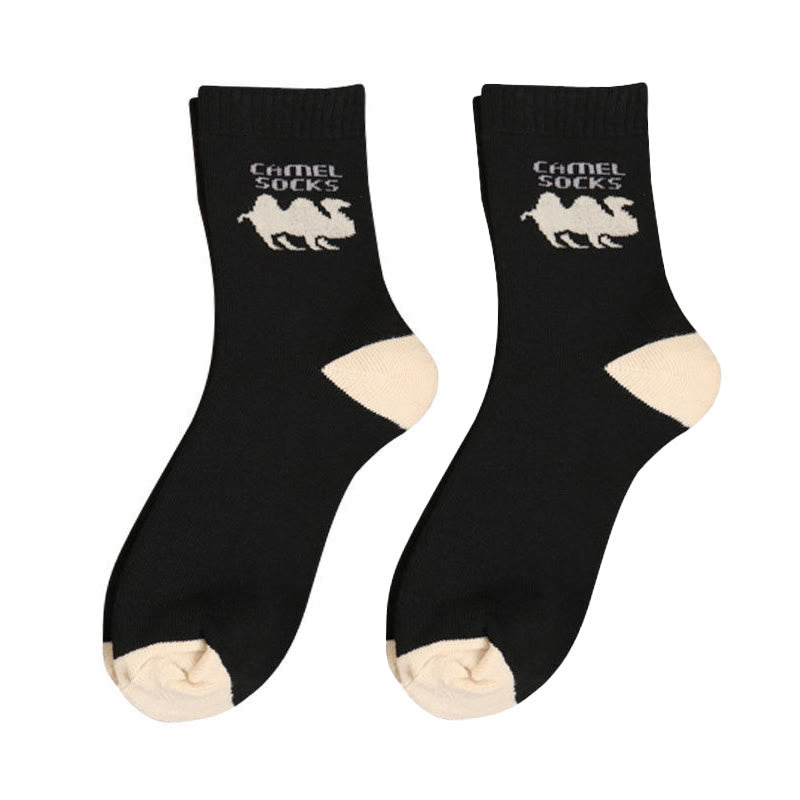 Plus Size Camel Quarter Socks(5 Pairs) - Black - EU39-44(US6-10) - image 2