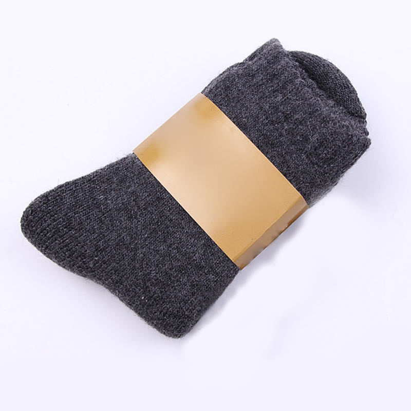 Plus Size Solid Color Wool Quarter Socks(5 Pairs) - Dark Grey - EU39-44(US6-10) - image 5