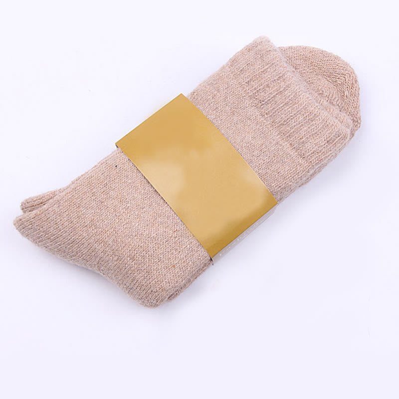 Plus Size Solid Color Wool Quarter Socks(5 Pairs) - Khaki - EU39-44(US6-10) - image 6