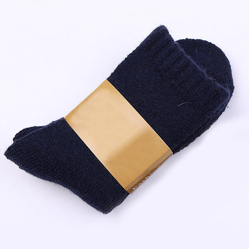 Plus Size Solid Color Wool Quarter Socks(5 Pairs) - Navy Blue - EU39-44(US6-10) - image 3