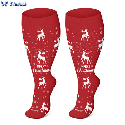 Plusock Plus Size Snowman Whale Elk Compression Socks(3 Pairs) - image 4