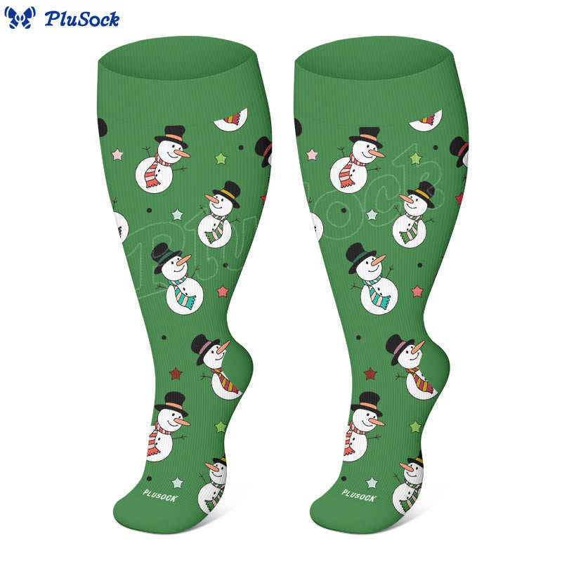 Plus Size Snowman Whale Elk Compression Socks(3 Pairs) - image 3
