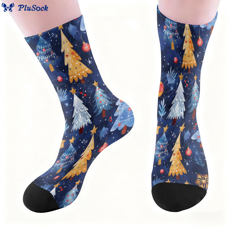 Plus Size Christmas Tree Quarter Socks - image 1