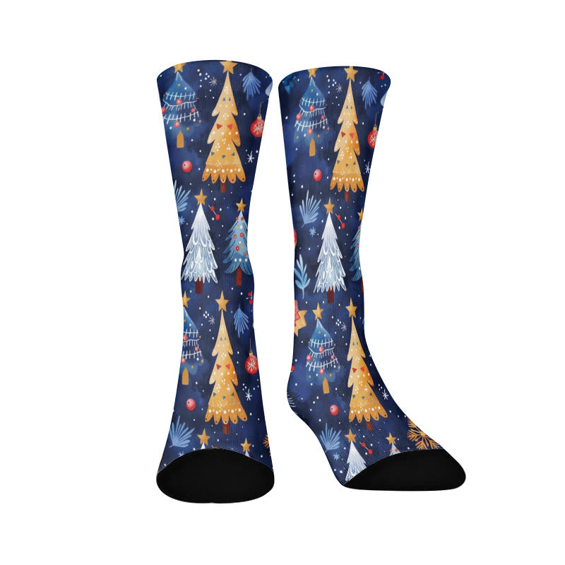 Plus Size Christmas Tree Quarter Socks - Blue - EU37-44(US4-10) - image 3