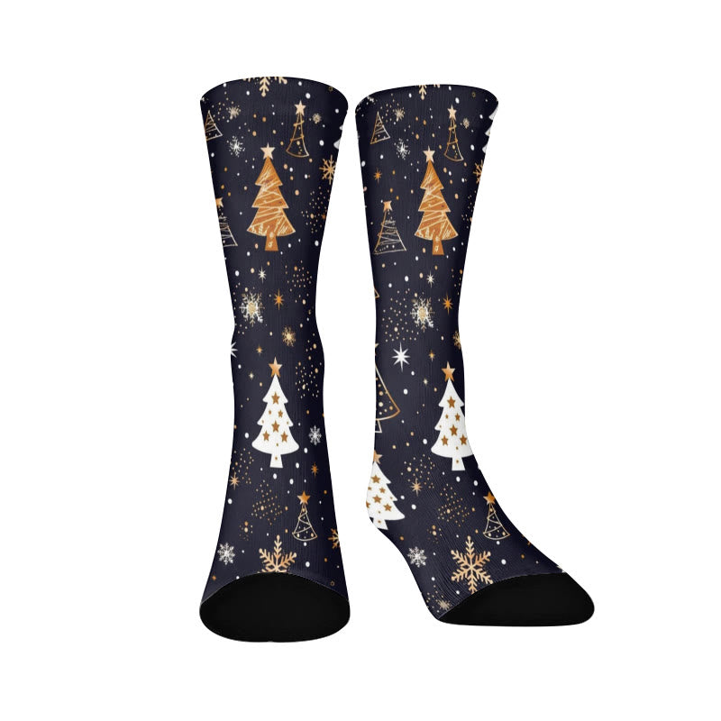 Plus Size Christmas Tree Snowflake Quarter Socks - Black - EU37-44(US4-10) - image 3