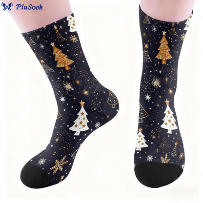 Plus Size Christmas Tree Snowflake Quarter Socks - image 1