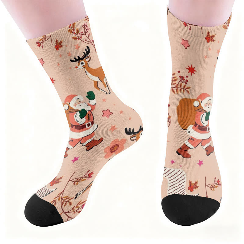 Plus Size Pink Santa Claus Quarter Socks - image 1