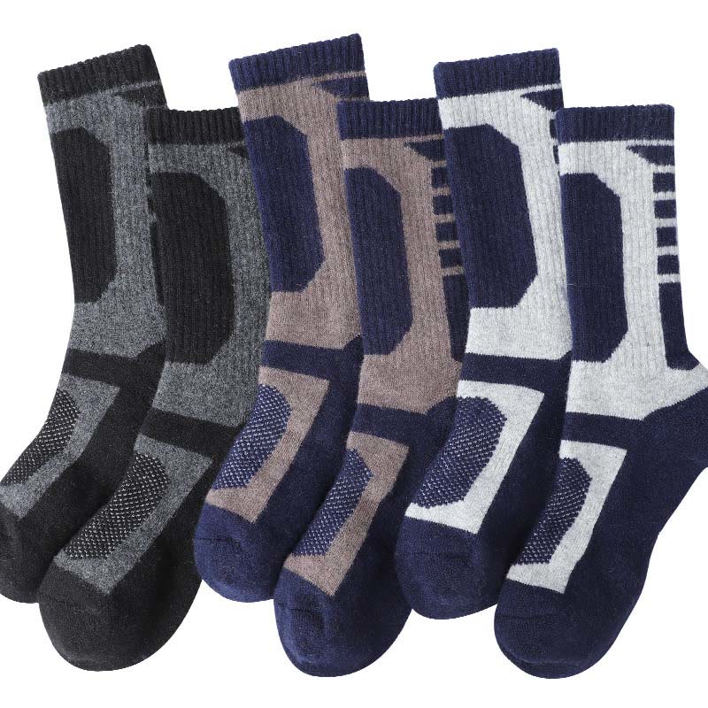 Plus Size Wool Geometry Quarter Socks(3 Pairs) - Multicolor - EU39-45(US6-11) - image 0