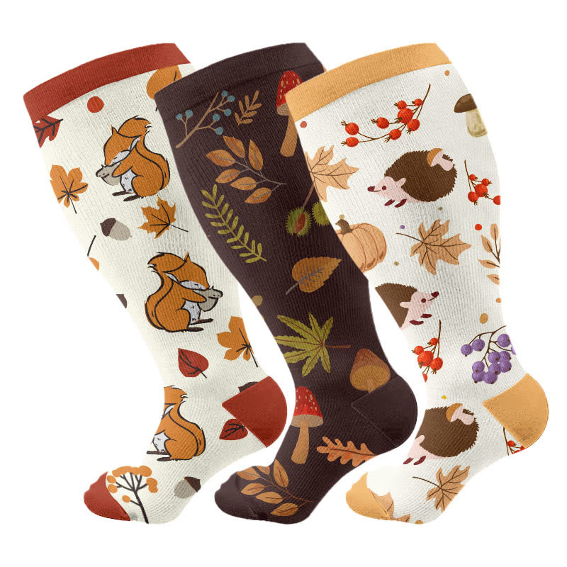 Plusock Plus Size Autumn Hedgehog Compression Socks(3 Pairs) - image 4