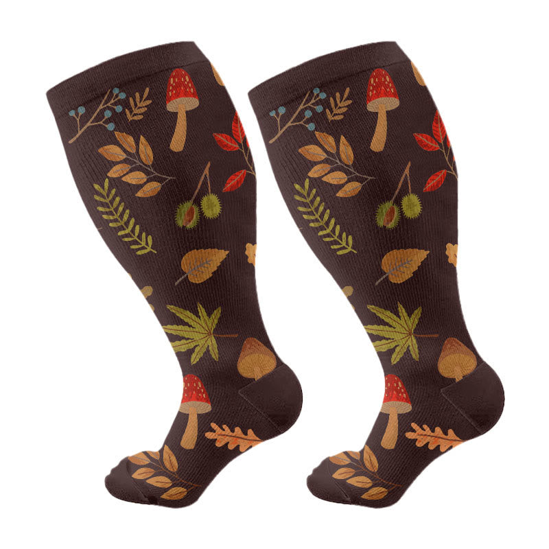 Plusock Plus Size Autumn Hedgehog Compression Socks - Brown - 4XL - image 5