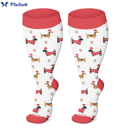 Plus Size Dachshund Snowman Compression Socks(3 Pairs) - image 3