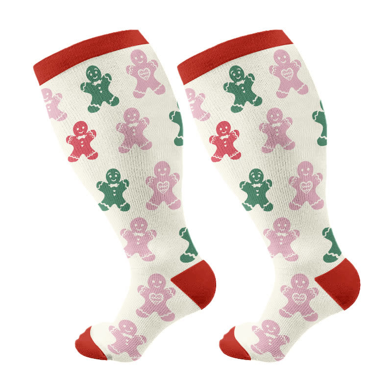 Plus Size Holiday Spirit Compression Socks(3 Pairs) - Beige(1 Pair) - 4XL - image 5
