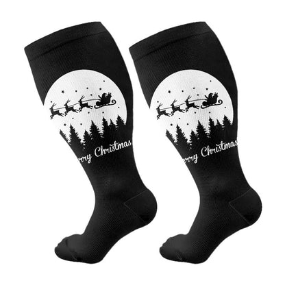 Plus Size Holiday Spirit Compression Socks(3 Pairs) - Black(1 Pair) - 4XL - image 6