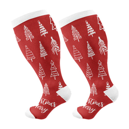 Plus Size Holiday Spirit Compression Socks(3 Pairs) - Red(1 Pair) - 4XL - image 7