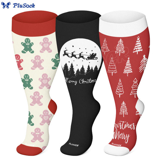 Plus Size Holiday Spirit Compression Socks(3 Pairs) - image 0