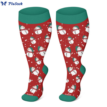 Plusock Plus Size Snowman Elk Gingerbread Man Compression Socks - image 4