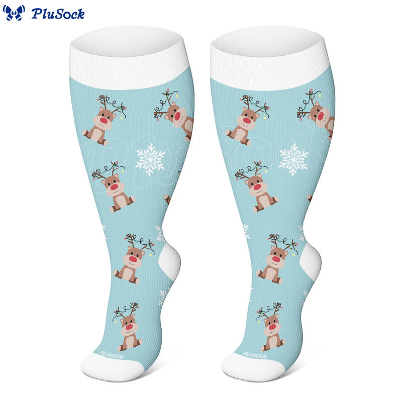 Plusock Plus Size Snowman Elk Gingerbread Man Compression Socks - image 3