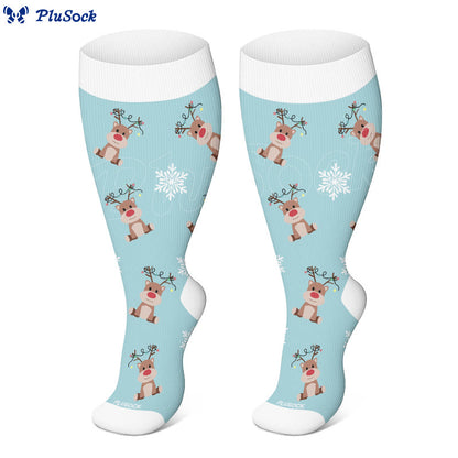 Plus Size Snowman Elk Gingerbread Man Compression Socks(3 Pairs) - image 3