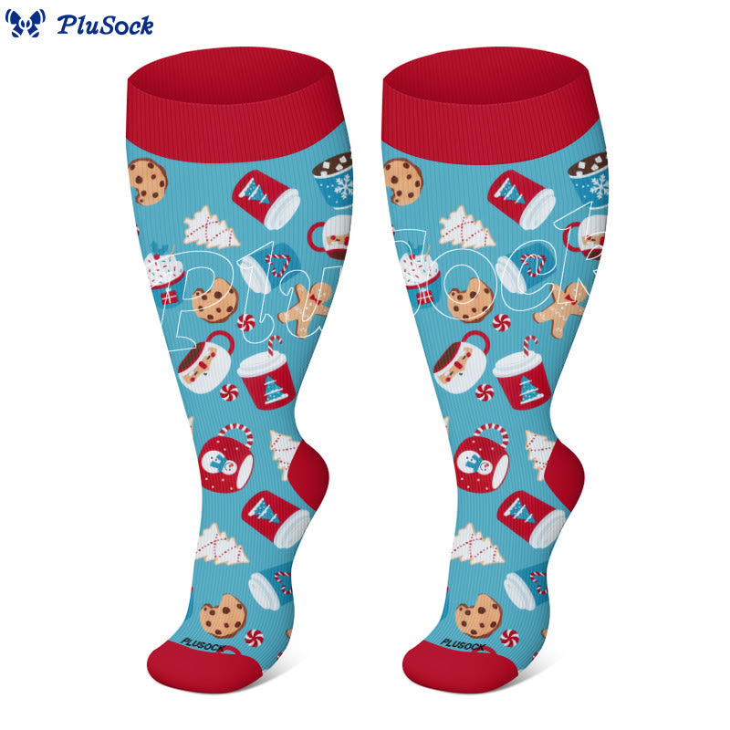 Plus Size Adorable Christmas Mix Compression Socks(3 Pairs) - image 4