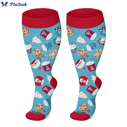 Plusock Plus Size Adorable Christmas Mix Compression Socks(3 Pairs) - image 4