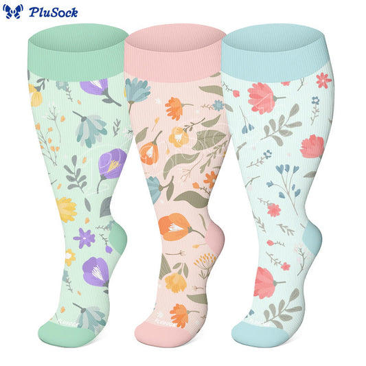 Plus Size Garden Poise Compression Socks(3 Pairs) - image 0