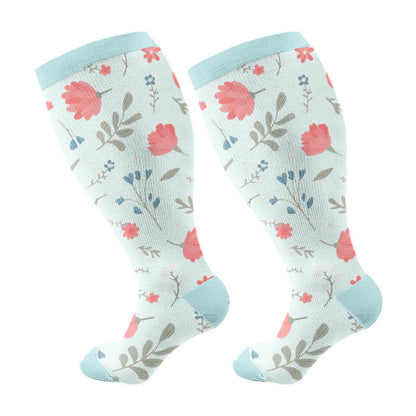 Plus Size Garden Poise Compression Socks(3 Pairs) - Blue(1 Pair) - 4XL - image 7