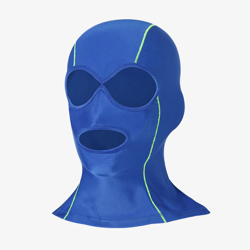 Solid Color Ice Silk Sun Protection Facekini Mask - Navy Blue - One Size - image 3