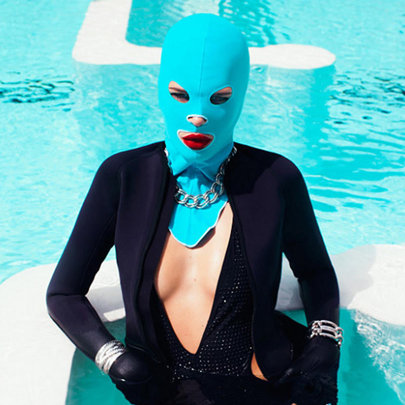 Solid Color Swim Sun Protection Facekini Mask - image 0