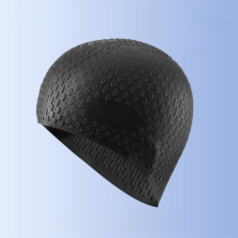 Solid Color Silicone Swim Cap - Black - One Size - image 6