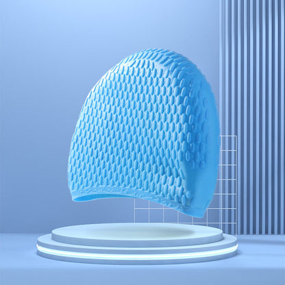 Teardrop Shape Swim Cap - Blue - One Size - image 7