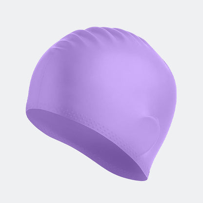 Solid Color Anti Slip Swim Cap - Light Purple - One Size - image 9