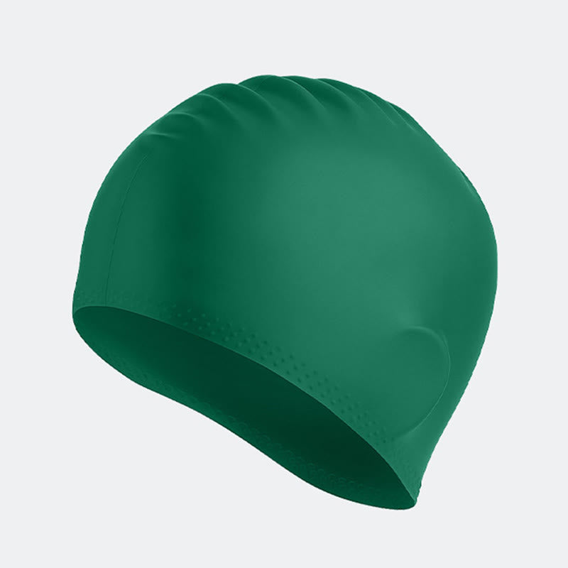 Solid Color Anti Slip Swim Cap - Dark Green - One Size - image 13