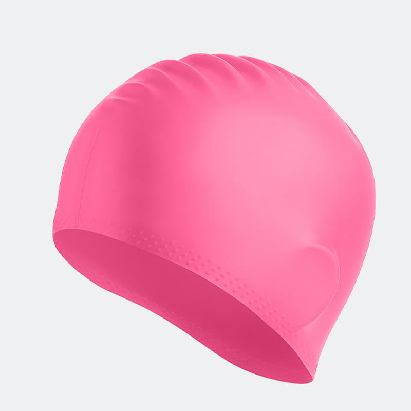Solid Color Anti Slip Swim Cap - Rose - One Size - image 4